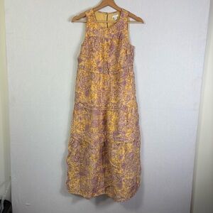 J Jill XS Petite Floral Maxi Dress Rayon Sleeveless Tiered Lined Paisley Soft